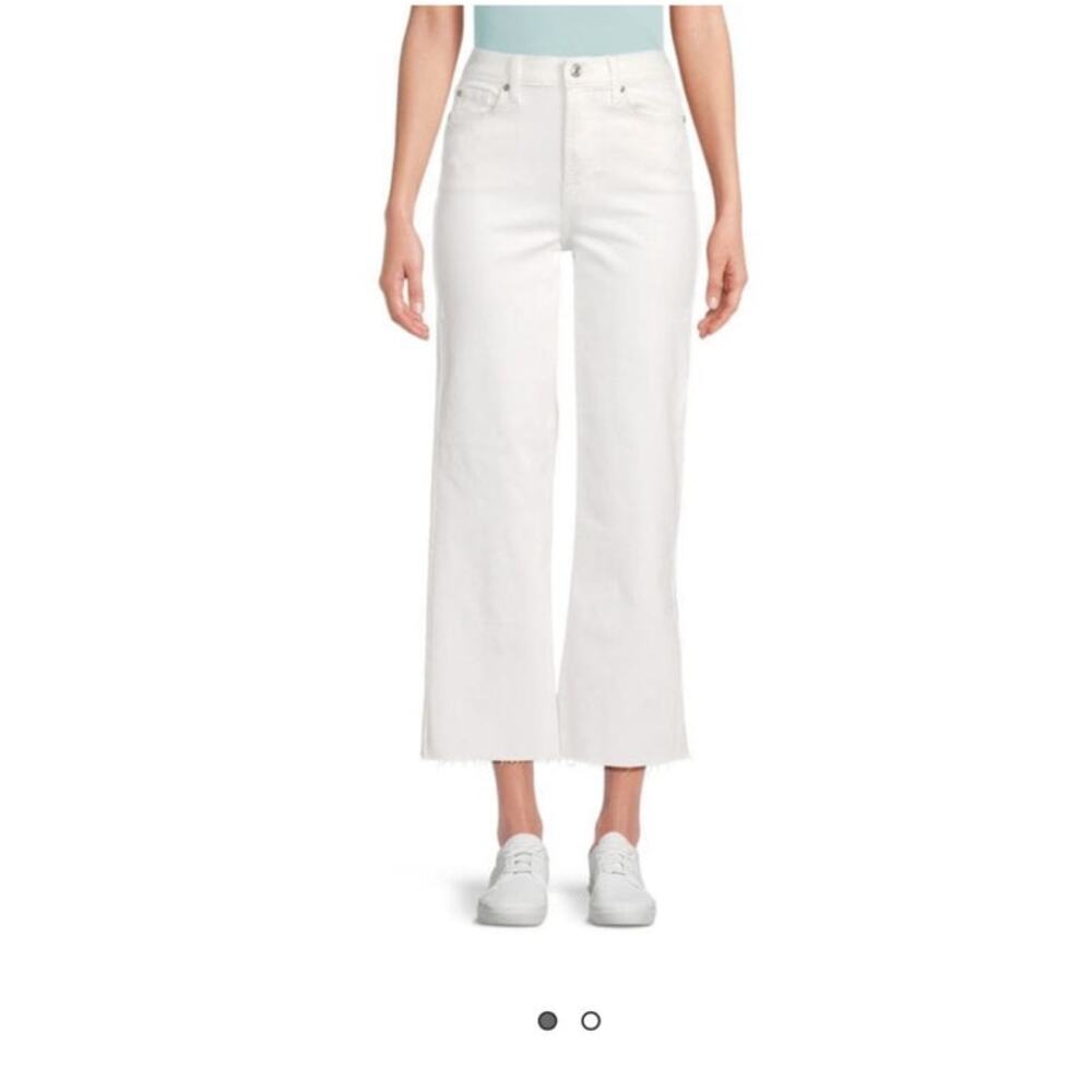 7 For All Mankind Alexa Raw Edge Cropped Jeans White Size 28